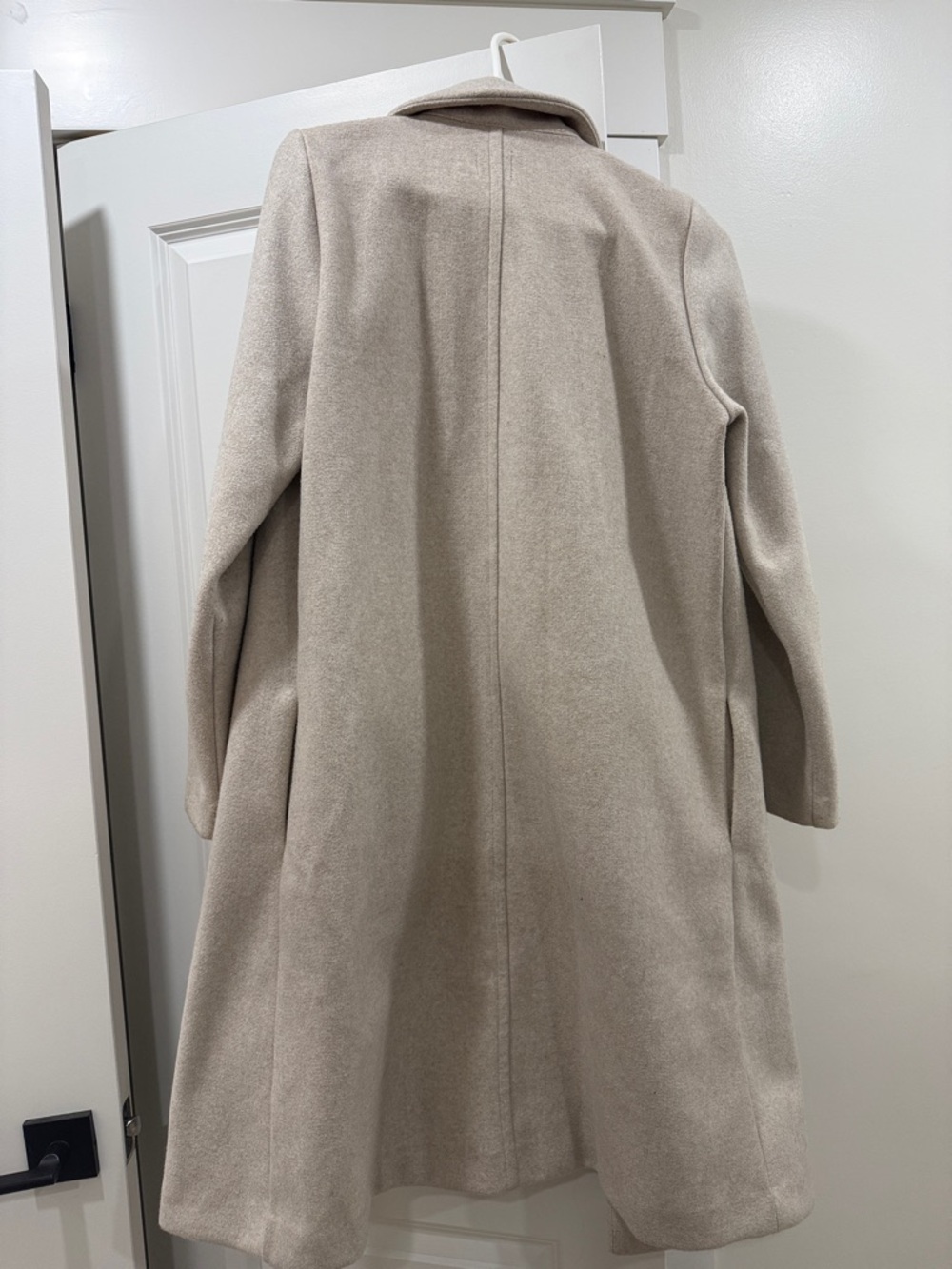 Zara Long Cream Single-Button Wool-Blend Trench Coat - Picture 4 of 6